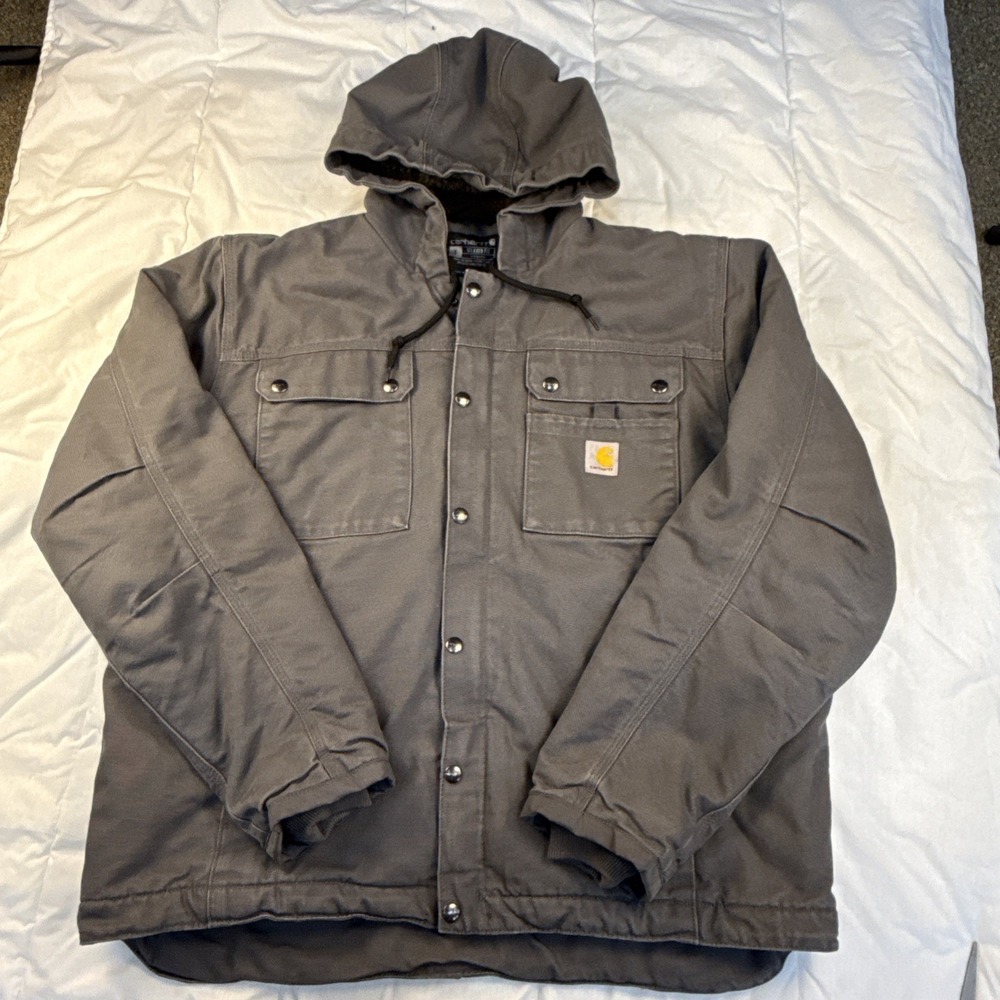 Carhartt Jacket 103826-M Hooded Sherpa Lined Size Large Jacket Work Wear
